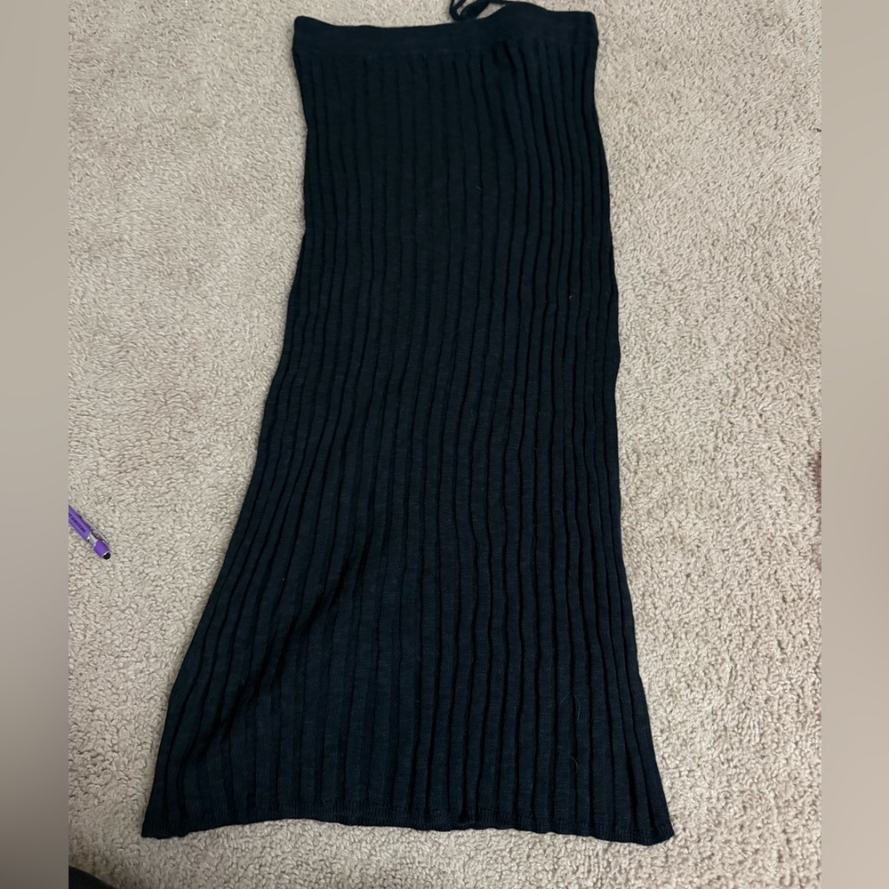 Free People FP Beach Ribbed Black Knit Maxi Skirt Women’s Small Vacation Swim - Picture 4 of 4